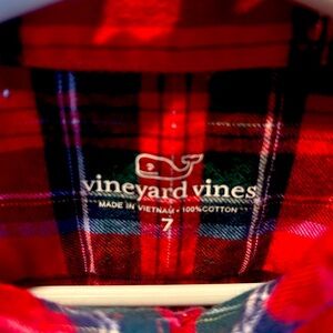 Vineyard Vines boys flannel woven top whale shirt